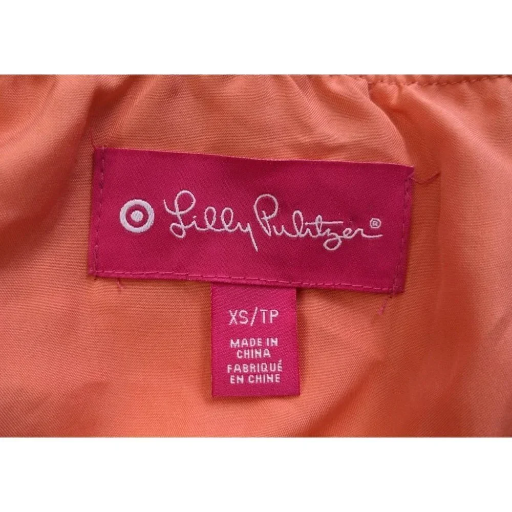 LILLY PULITZER for Target Coral Giraffing Me Crazy Satin Flounce SunDress Sz XS - Picture 5 of 8